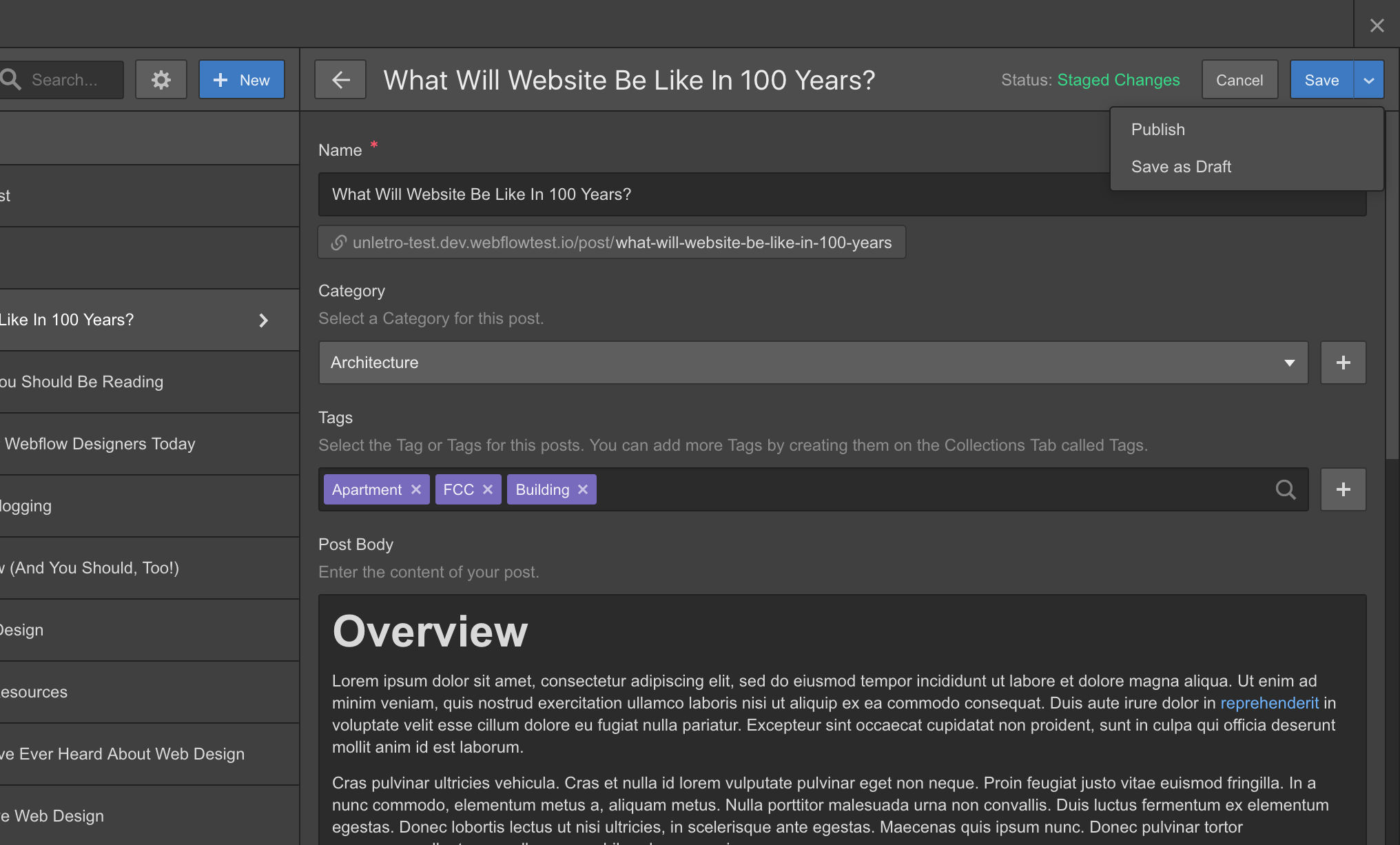 Publish individual CMS items | Webflow Features