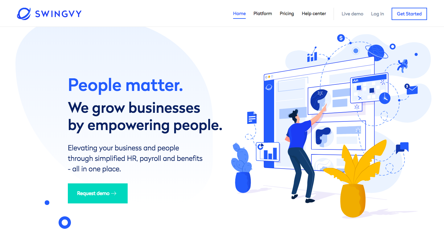 Swingvy homepage hero section