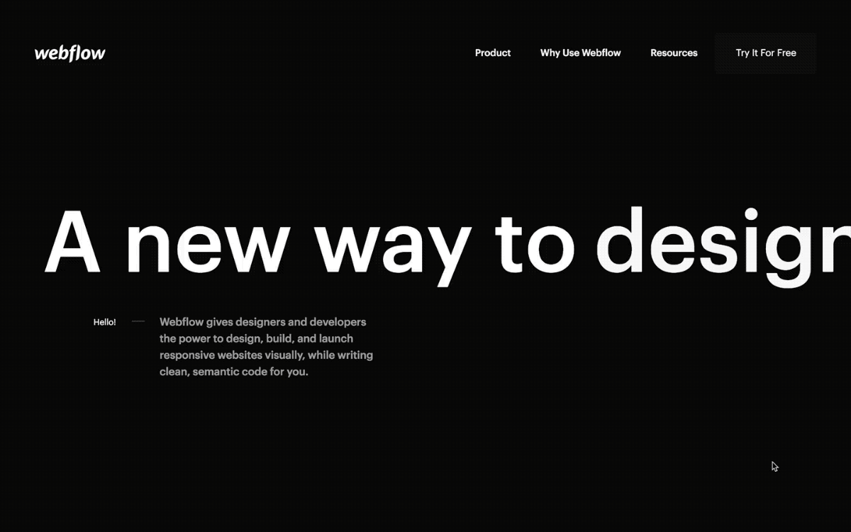An early prototype exploring scroll animations on the homepage.