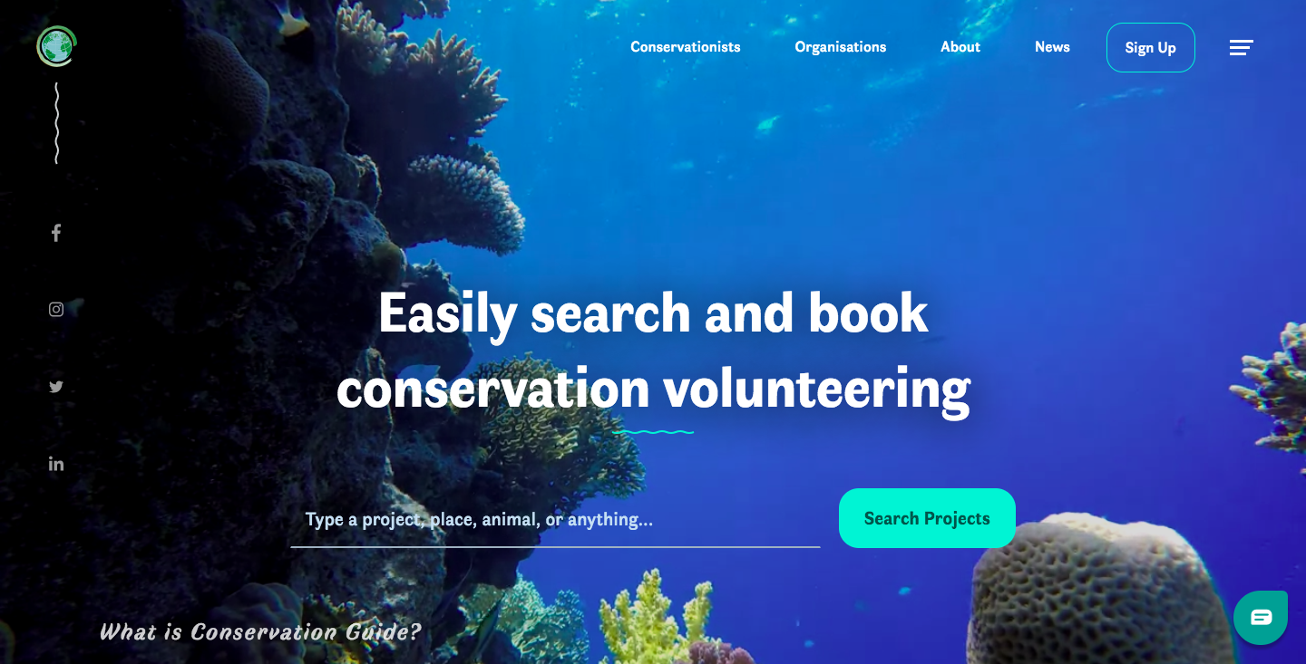 Conservation Guide website homepage