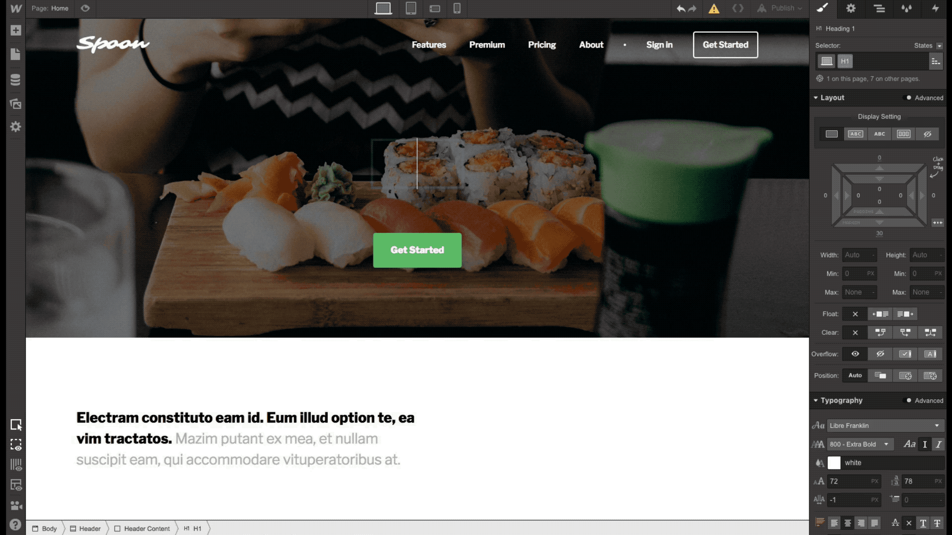 Propel template landing page