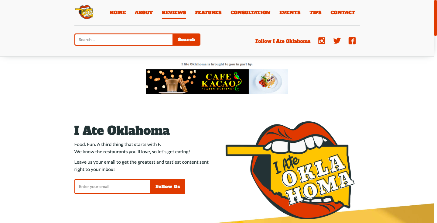 I Ate Oklahoma landing page.