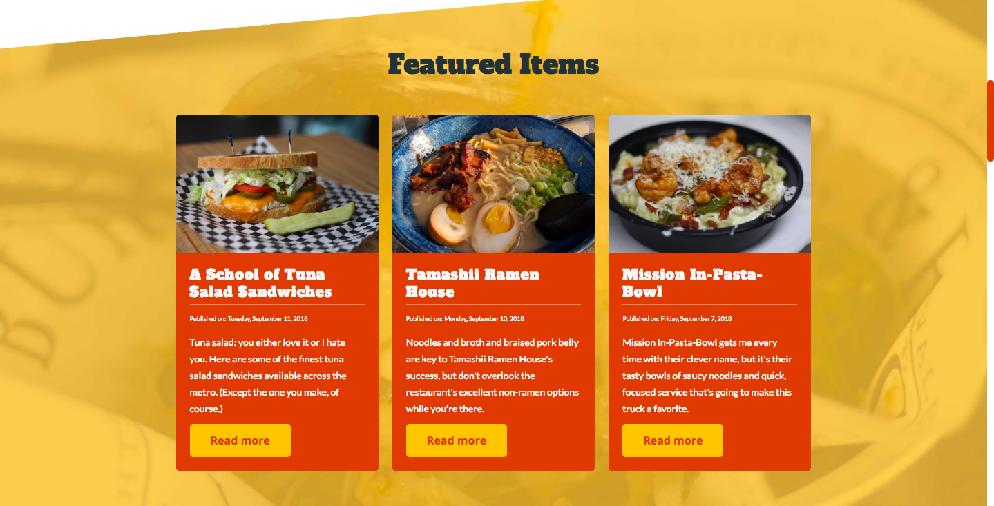 I Ate Oklahoma featured items page.