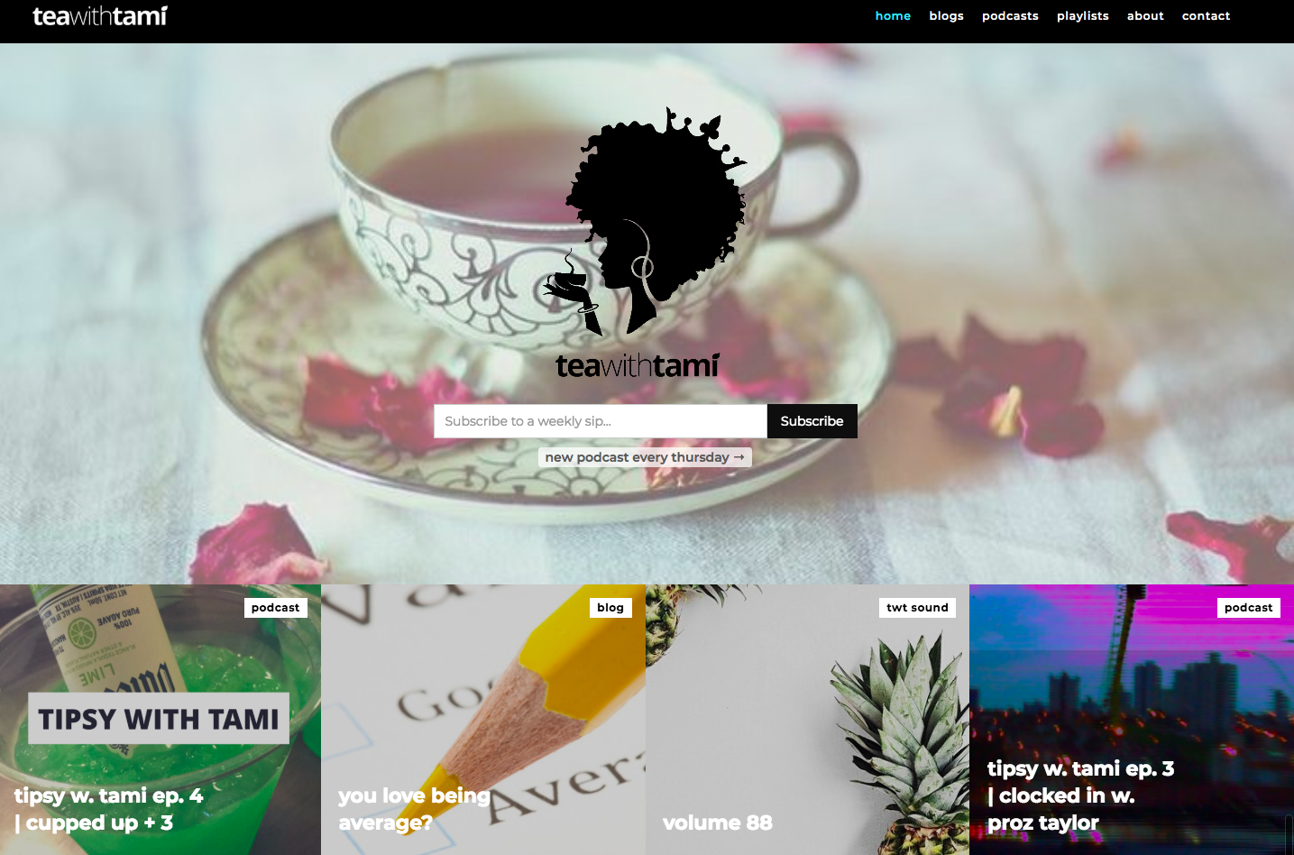 Tea with Tami landing page.