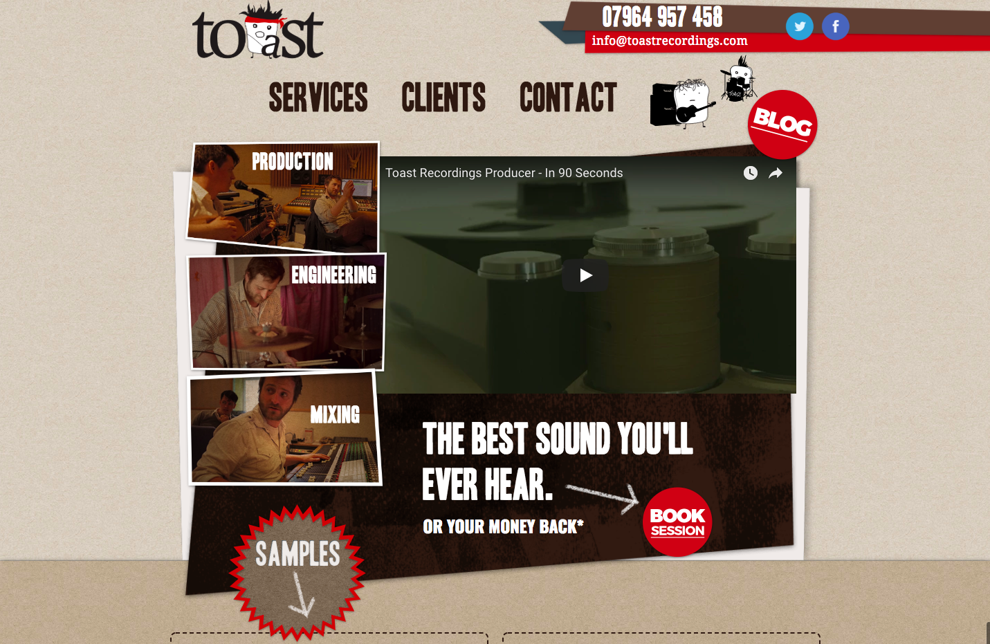 Toast Recording Studio homepage