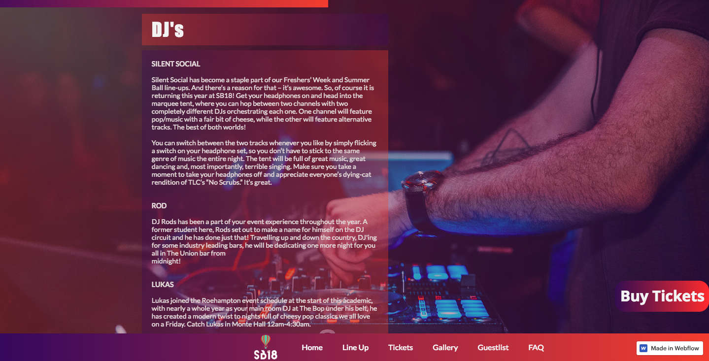 RSU Summer Ball DJ page