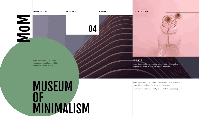 Responsive overlapping grid layout.