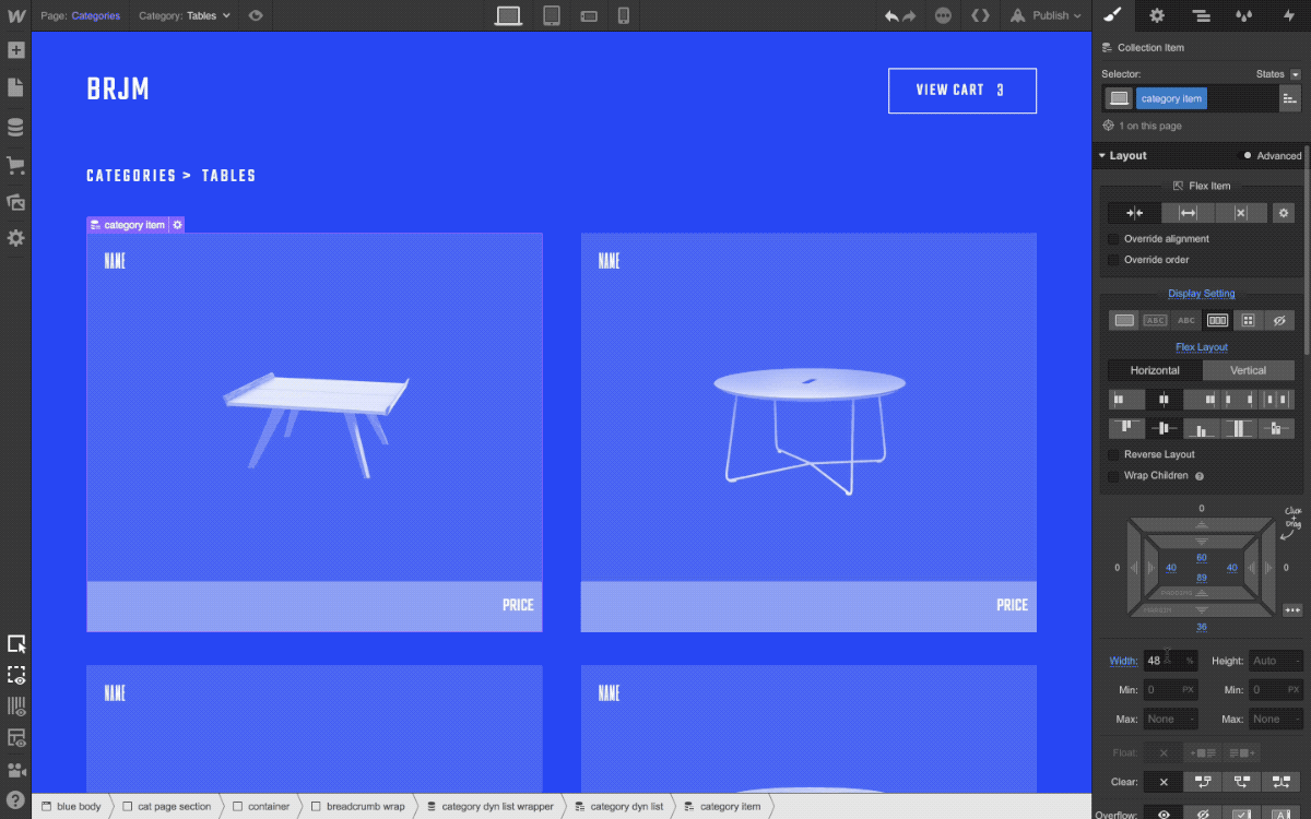 Complete layout freedom on product grids.