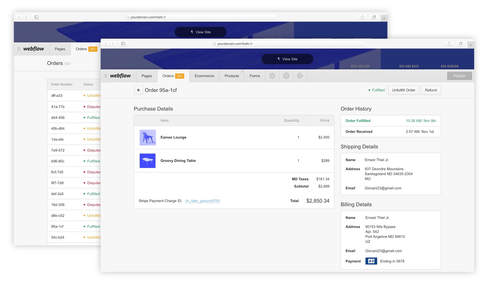You can find fulfillment details and track order status from the Editor.