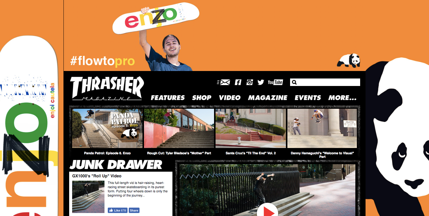 Thrasher landing page.