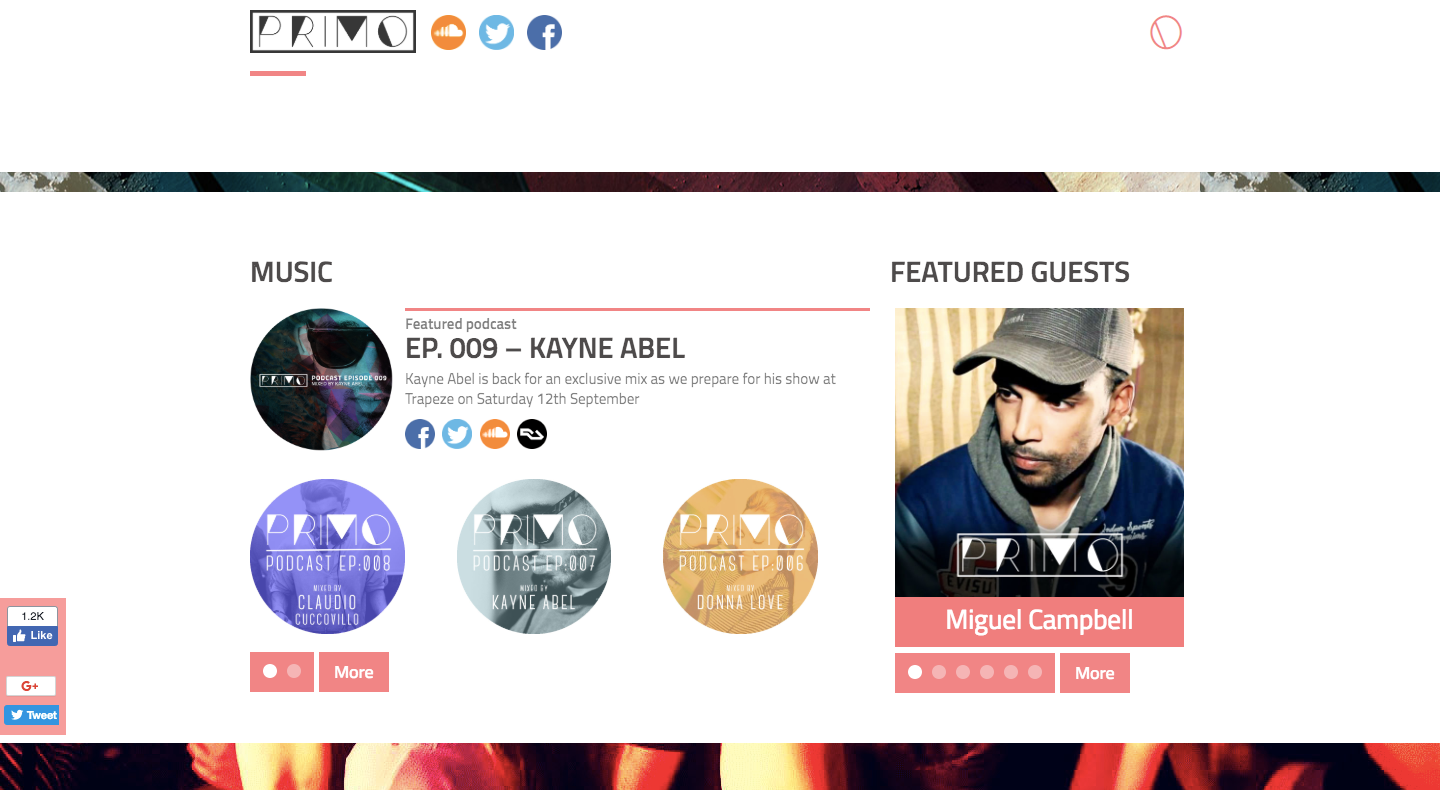 Primo London homepage.