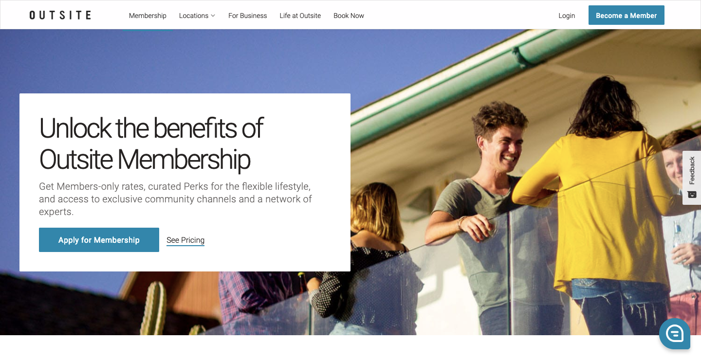 Outsite homepage.