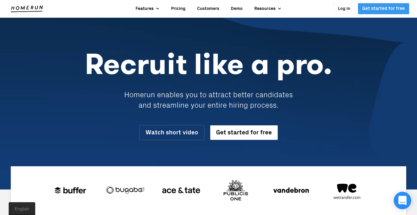 Homerun homepage.