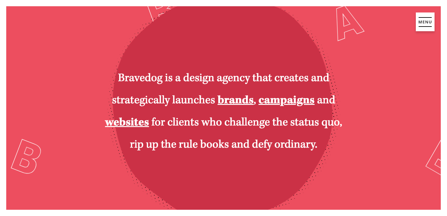 Bravedog homepage.