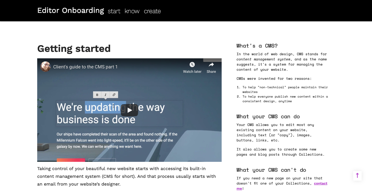 Webflow client onboarding guide.