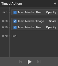 Team Member "Read More" button appears at 20 seconds and ends at 70 seconds.