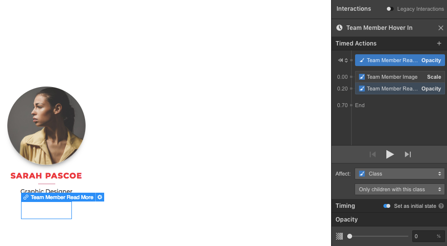 Read more button at 0% opacity to start.
