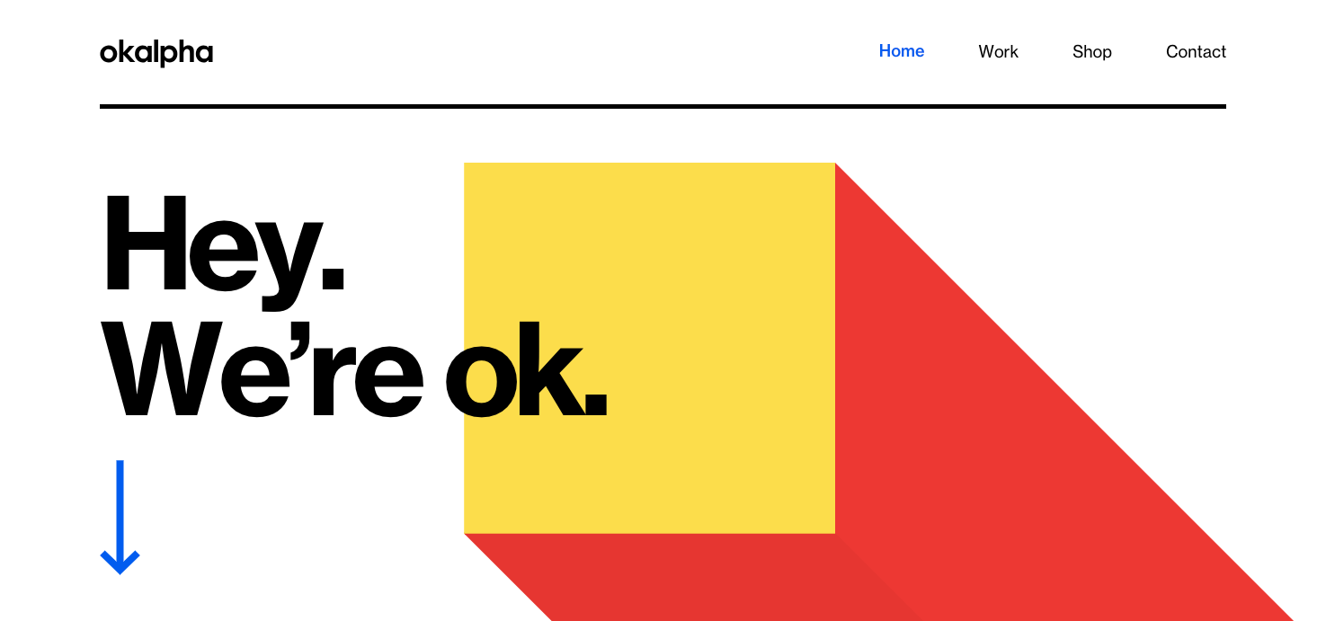 Okalpha homepage.