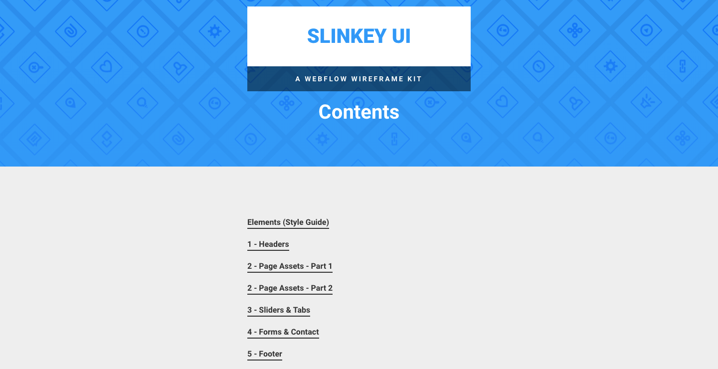 Slinkey UI Kit Webflow showcase page.