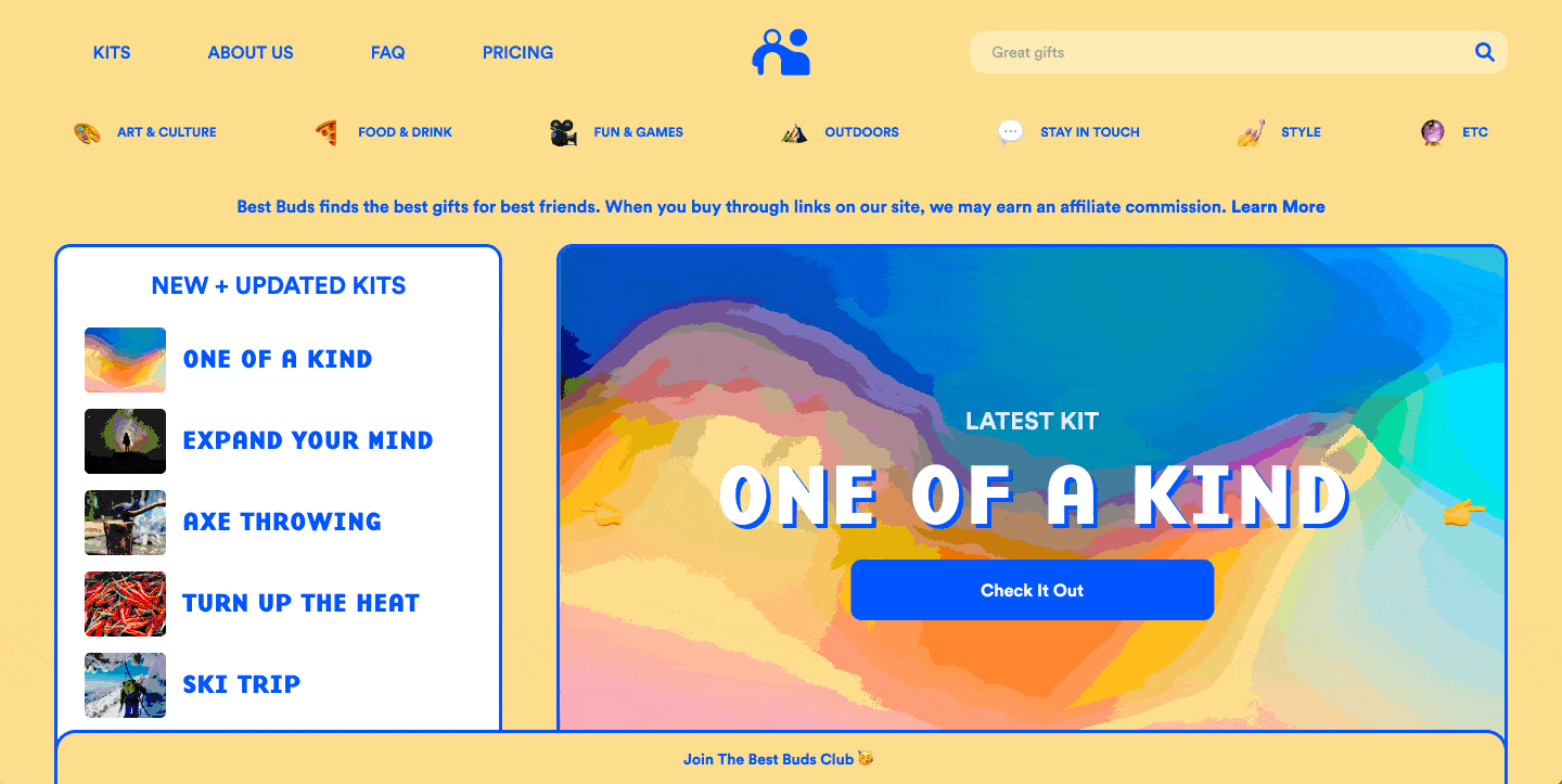 Infinite scroll on Best Buds' site.