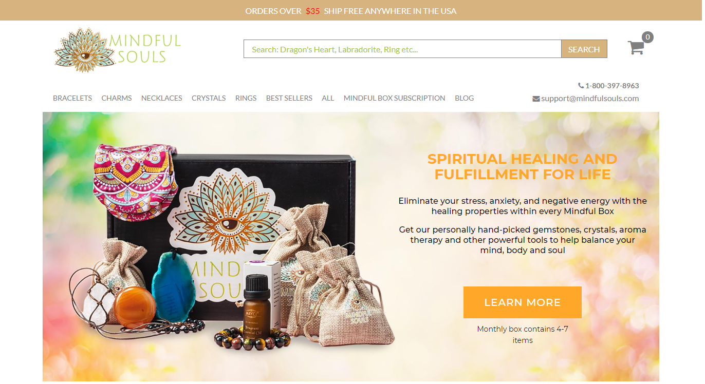 Mindful Souls homepage.