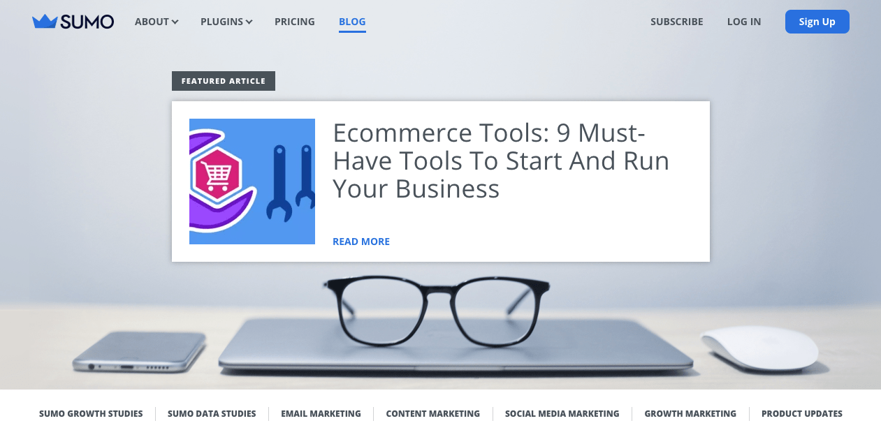Sumo blog landing page.
