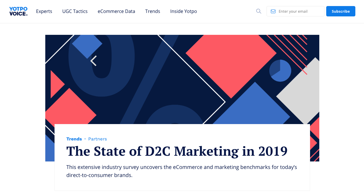 Yotpo blog landing page.