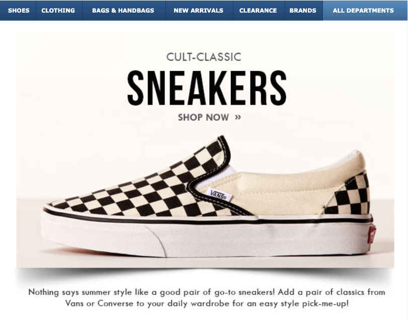 Zappos ad for Cult Classic Sneakers, checkered Vans.