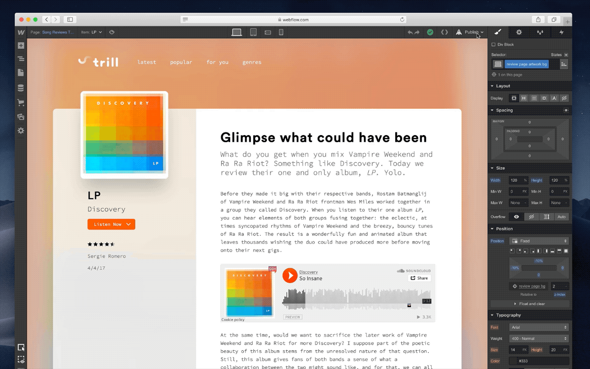 Open your site to the page you have open in the Designer.