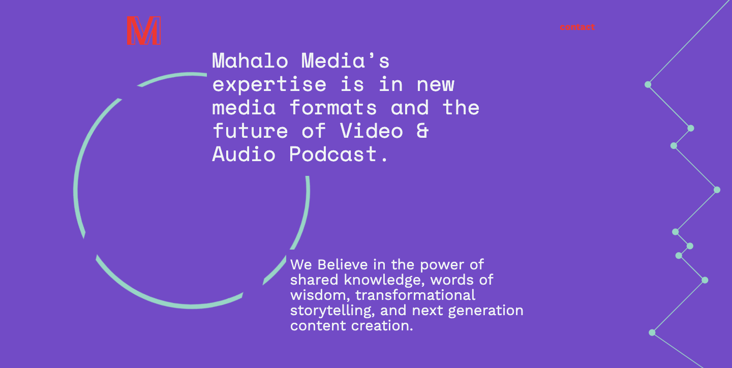 Mahalo Media homepage.