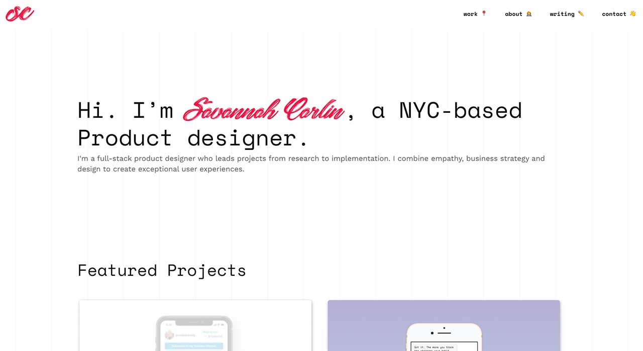 Savannah Carlin's portfolio site.
