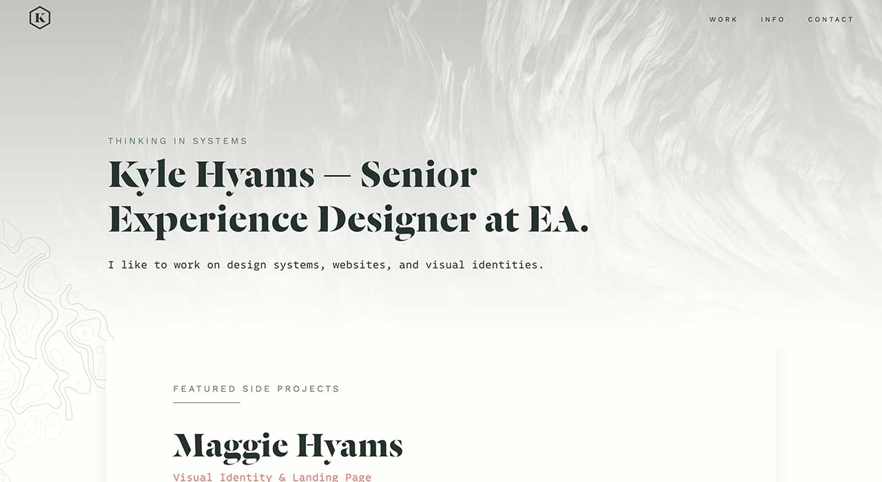 Kyle Hyams' portfolio site.