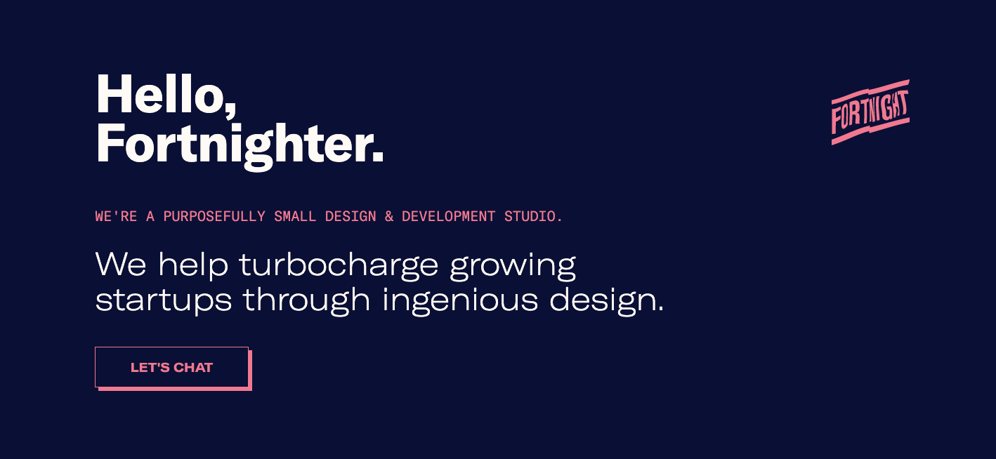 Fortnight Studio homepage.