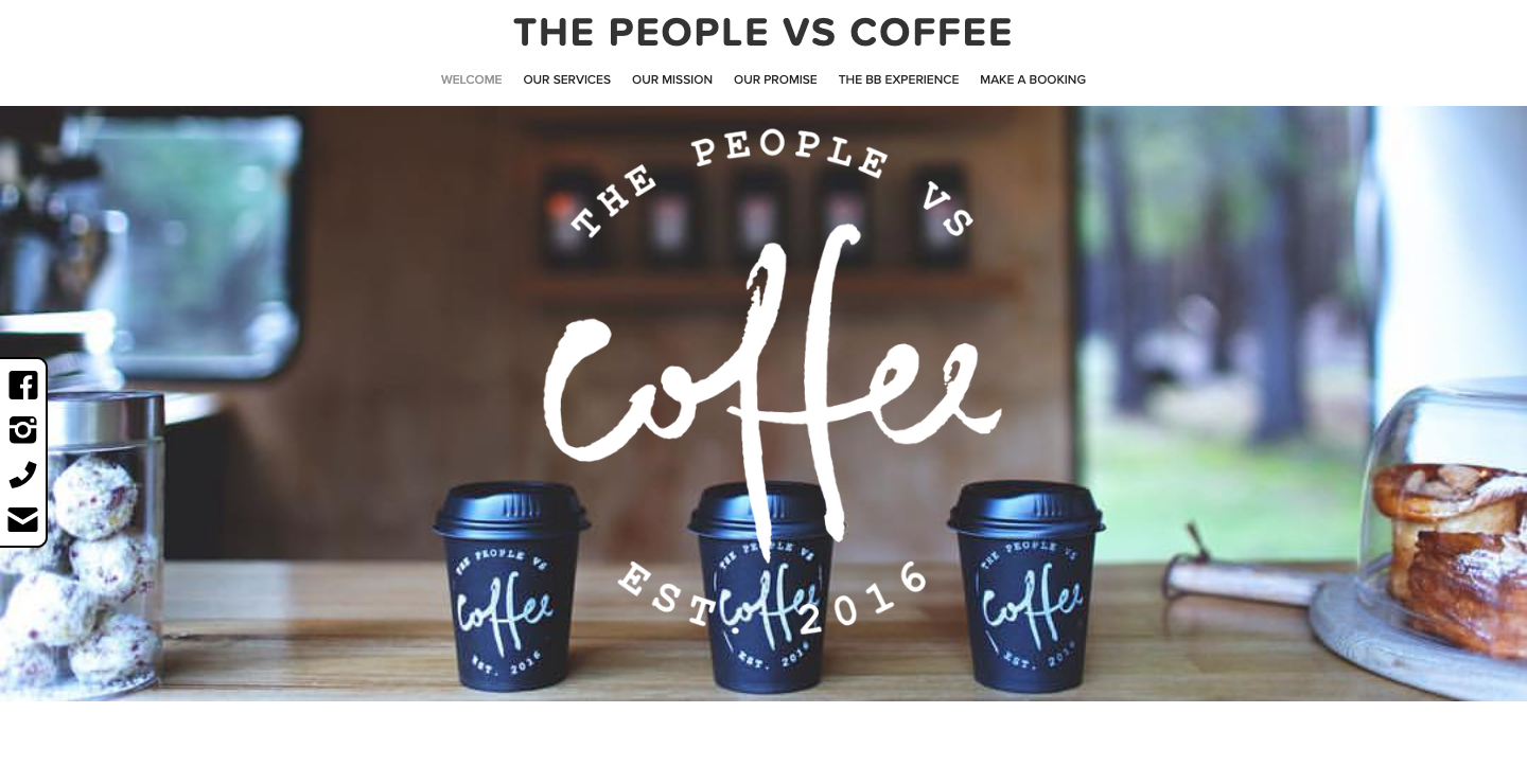 The People Vs Coffee homepage.