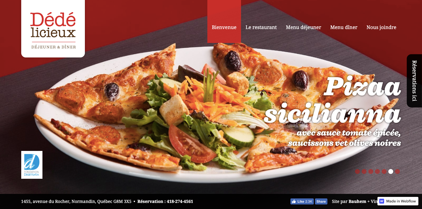 Dede licieux restaurant homepage.