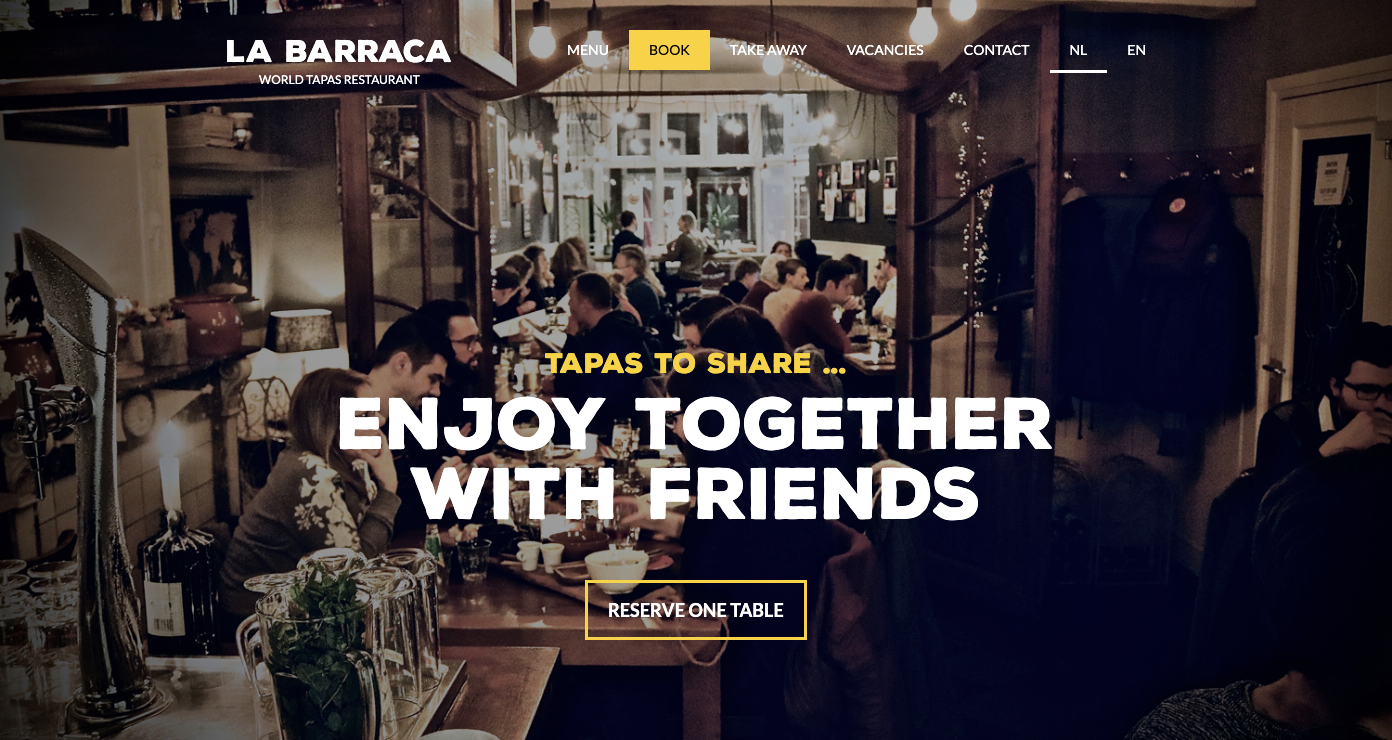La Barraca restaurant homepage.