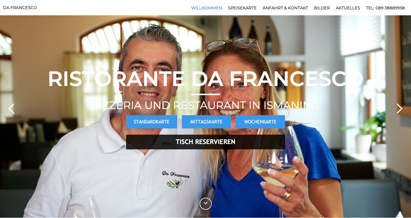 Da Francesco restaurant homepage.