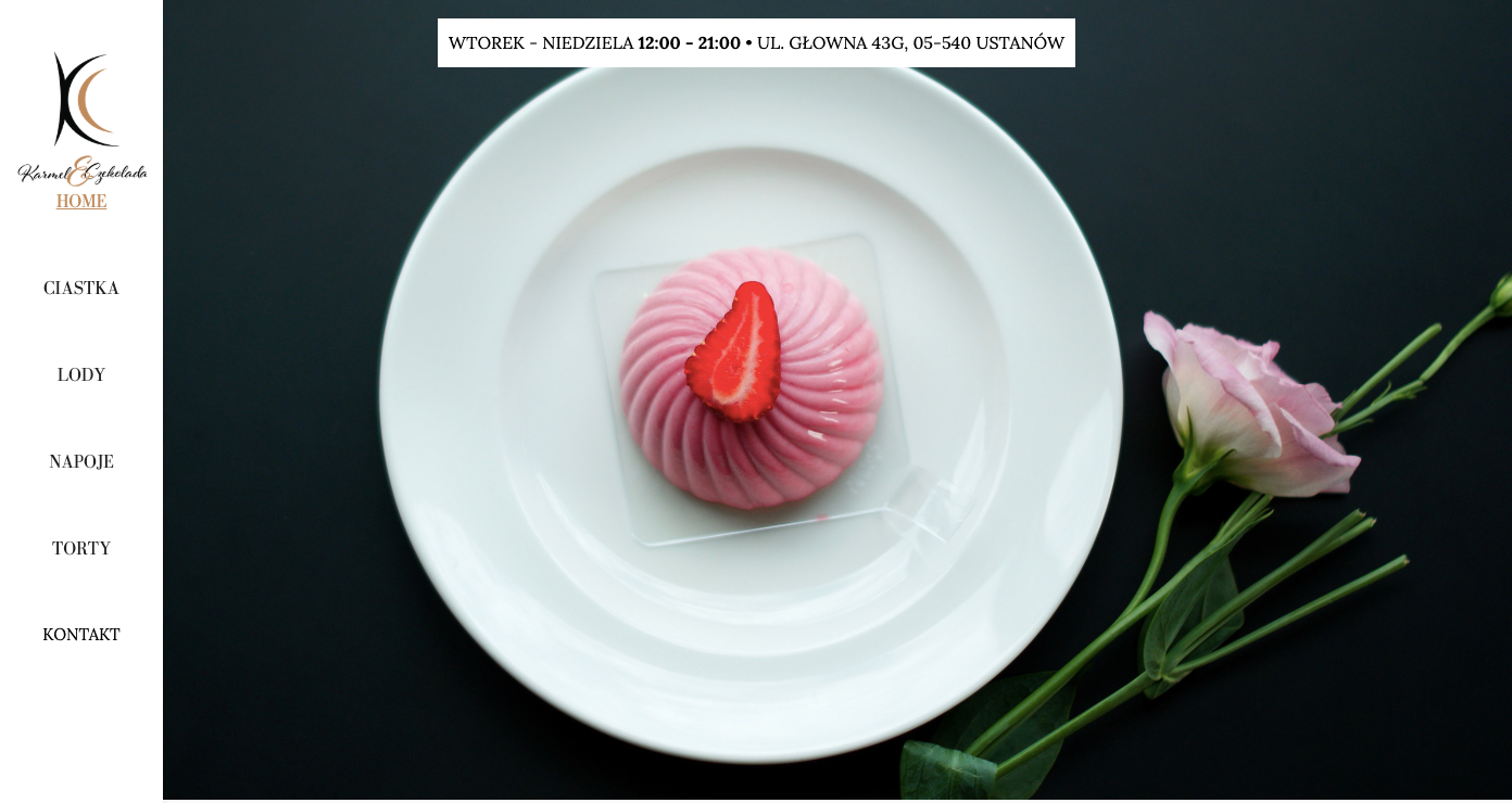 Karmel Czekolada restaurant homepage.