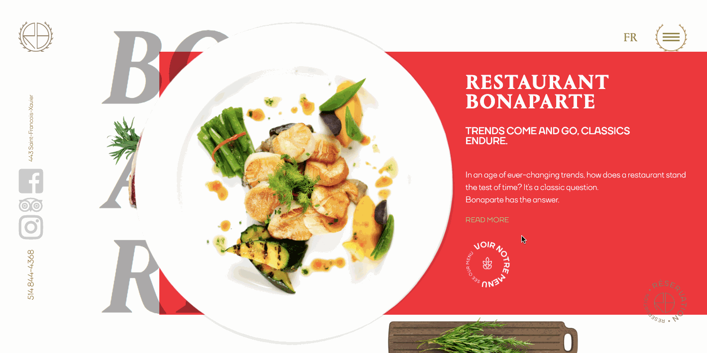 Restaurant Bonaparte homepage.