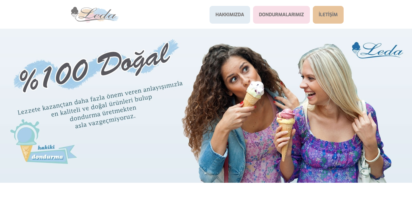 Leda ice cream restaurant homepage.