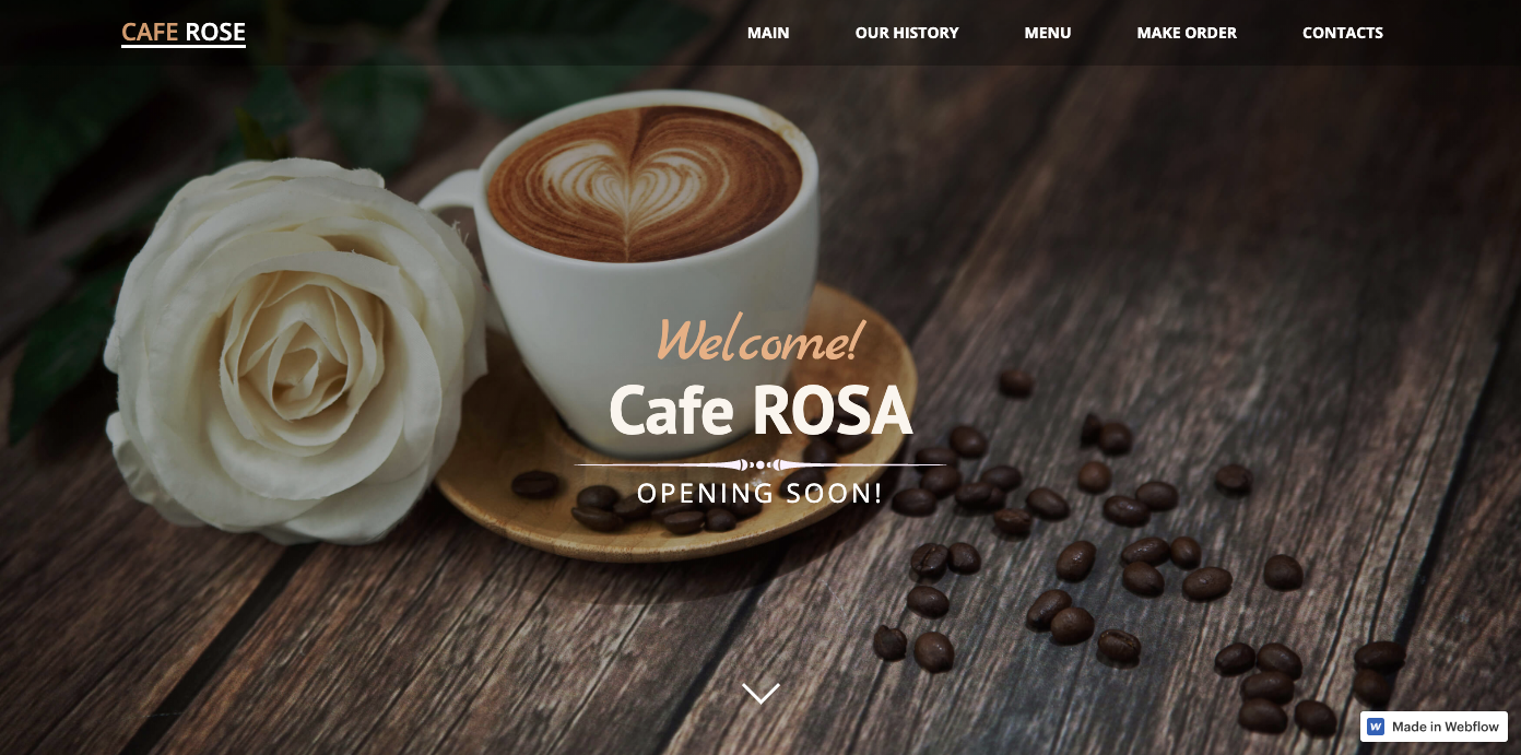 Cafe Rosa restaurant homepage.