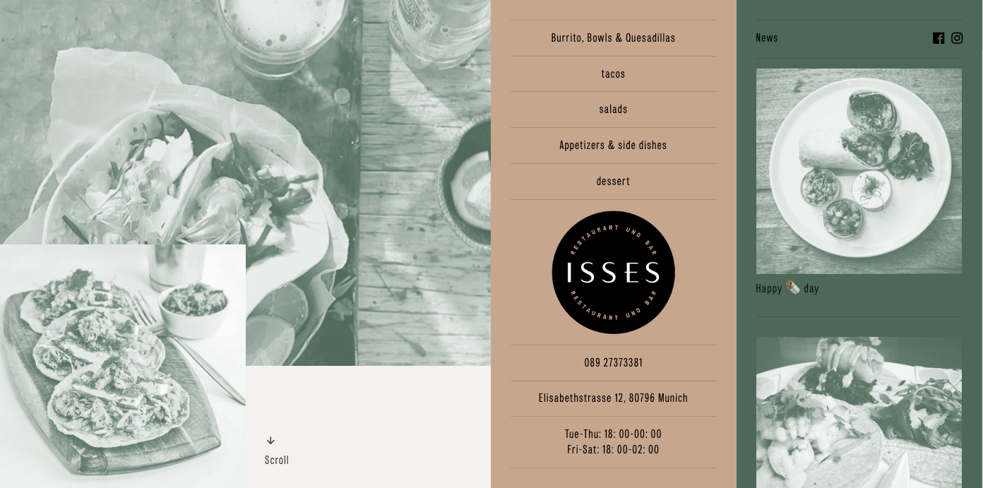 Isses restaurant homepage.