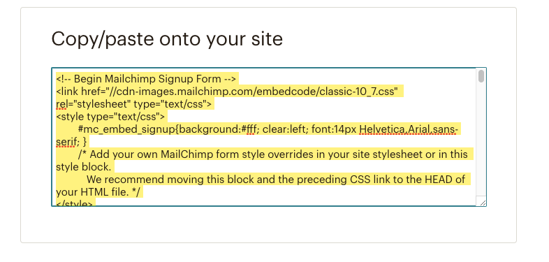 mailchimp html embed
