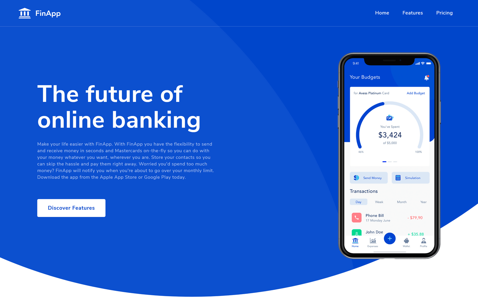 finapp template homepage