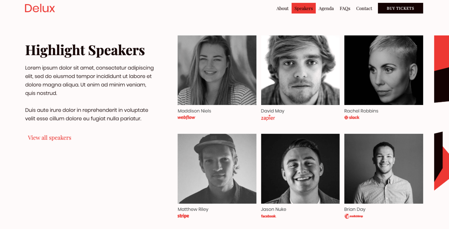 delux template speaker section