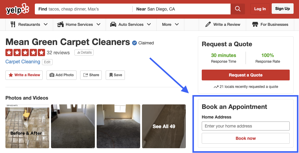 yelp book an appointment