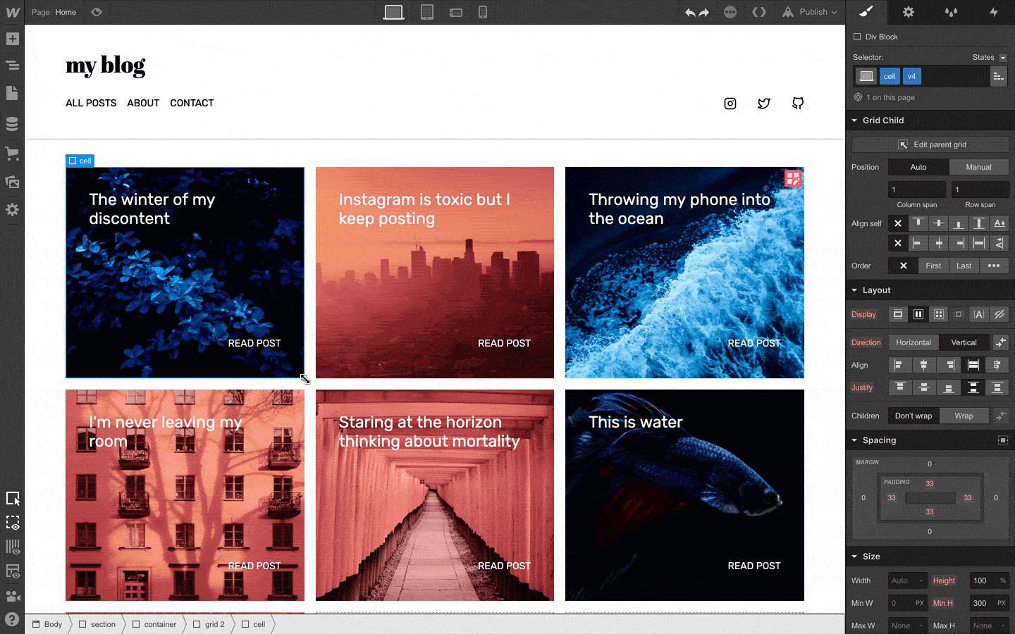 css grid in a visual canvas