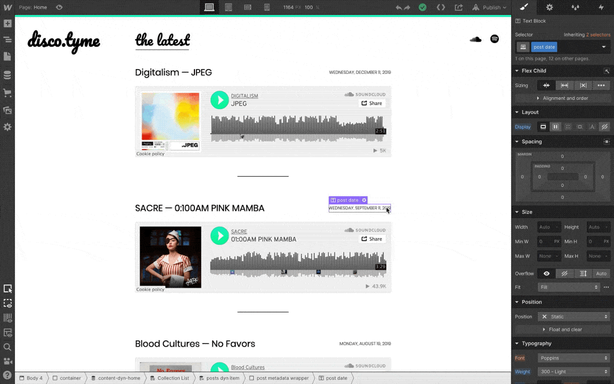 publish in Webflow with one click