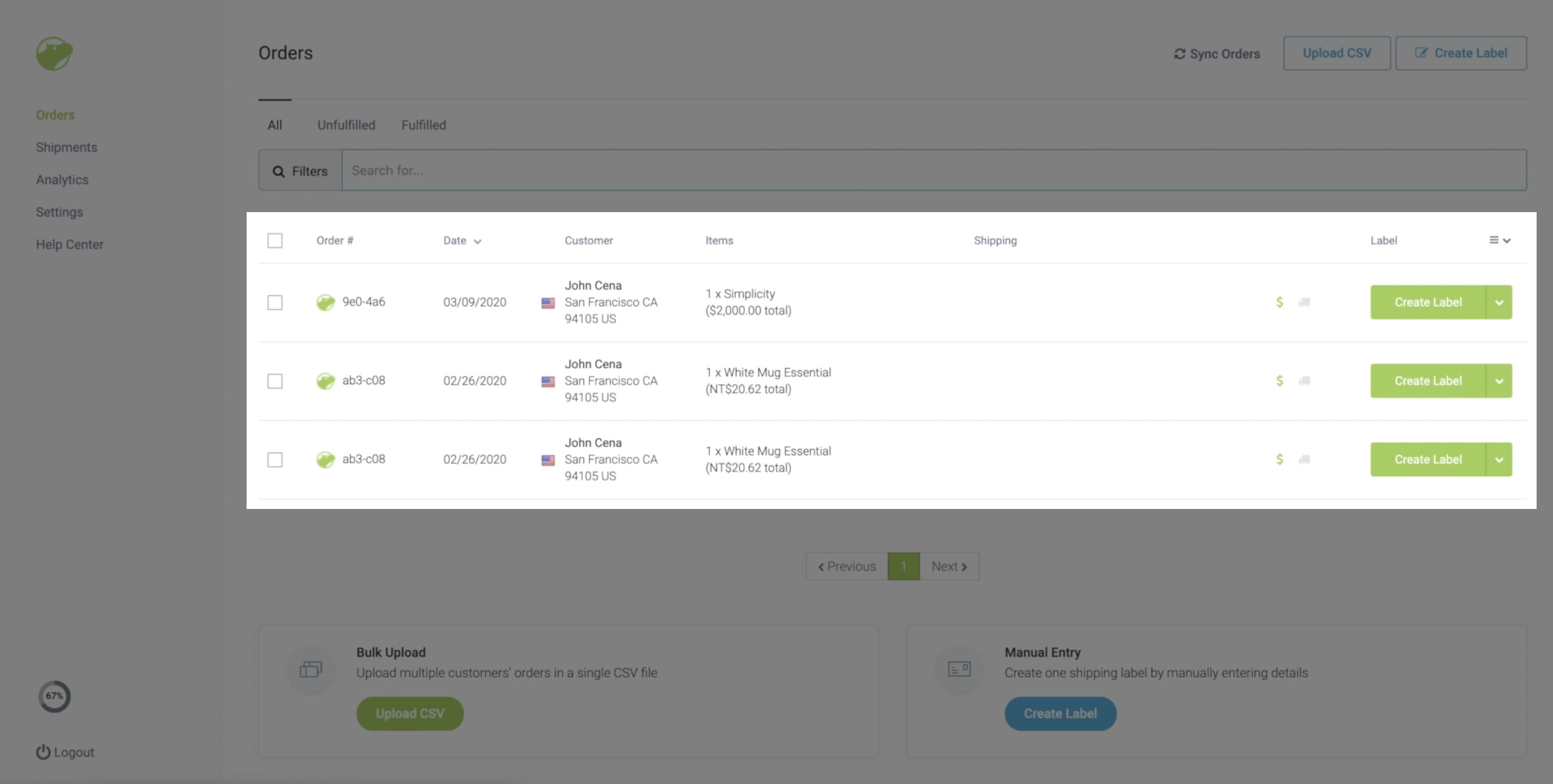 shippo dashboard