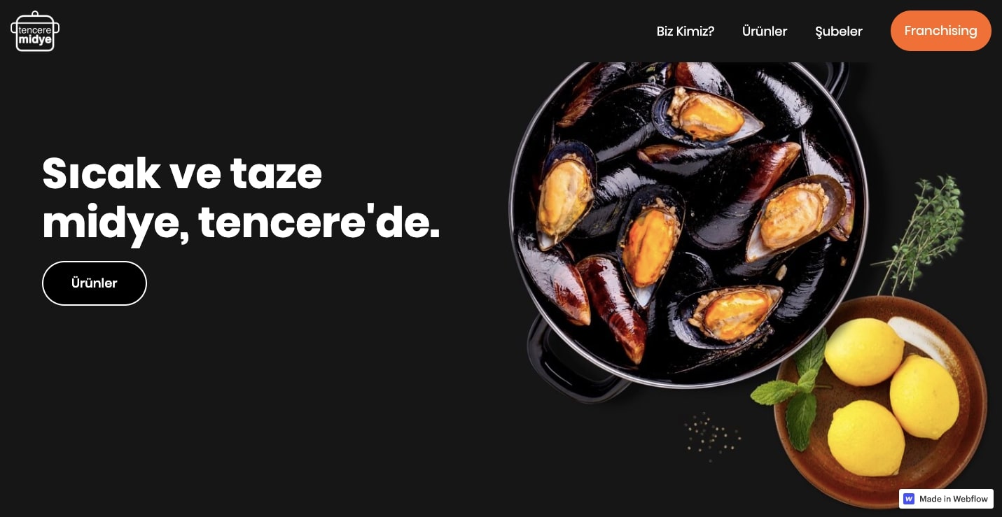 Tencere midye restaurant homepage